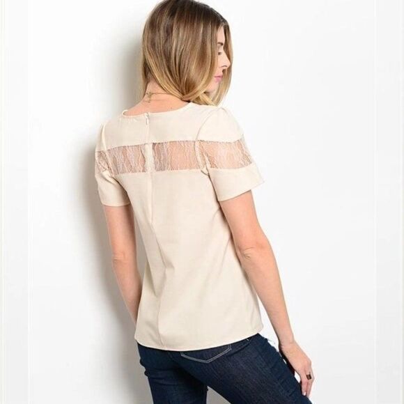 *Clearance* Poema Cream Lace Top - Picture 3 of 3